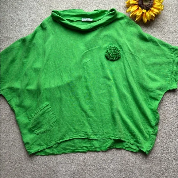 Italian Linen Top XL Made in Italy 100% Linen Oversized - Picture 9 of 9